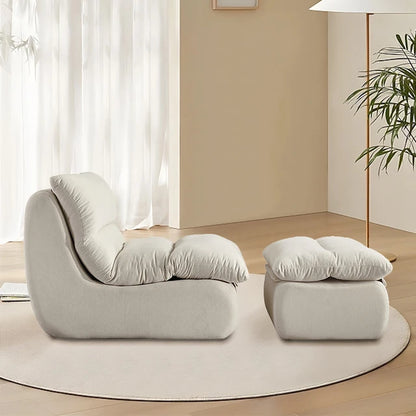 Accent Bean Bag Chair with Footstool Modern Lazy Sofa Chair with Compressed Bean Bag Chair