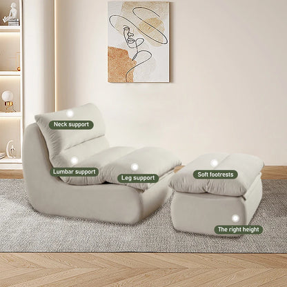 Accent Bean Bag Chair with Footstool Modern Lazy Sofa Chair with Compressed Bean Bag Chair