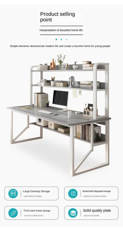 Computer Study Desk With Storage Bookshelf Office Workstation Organizer Desk for Home Students Professionals Length 100/120cm - MarvelouStoree