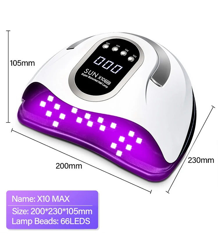 66LEDs Powerful UV LED Nail Dryer For Drying Nail Gel Polish Portable Design With Large LCD Touch Screen Smart Sensor Nail Lamp