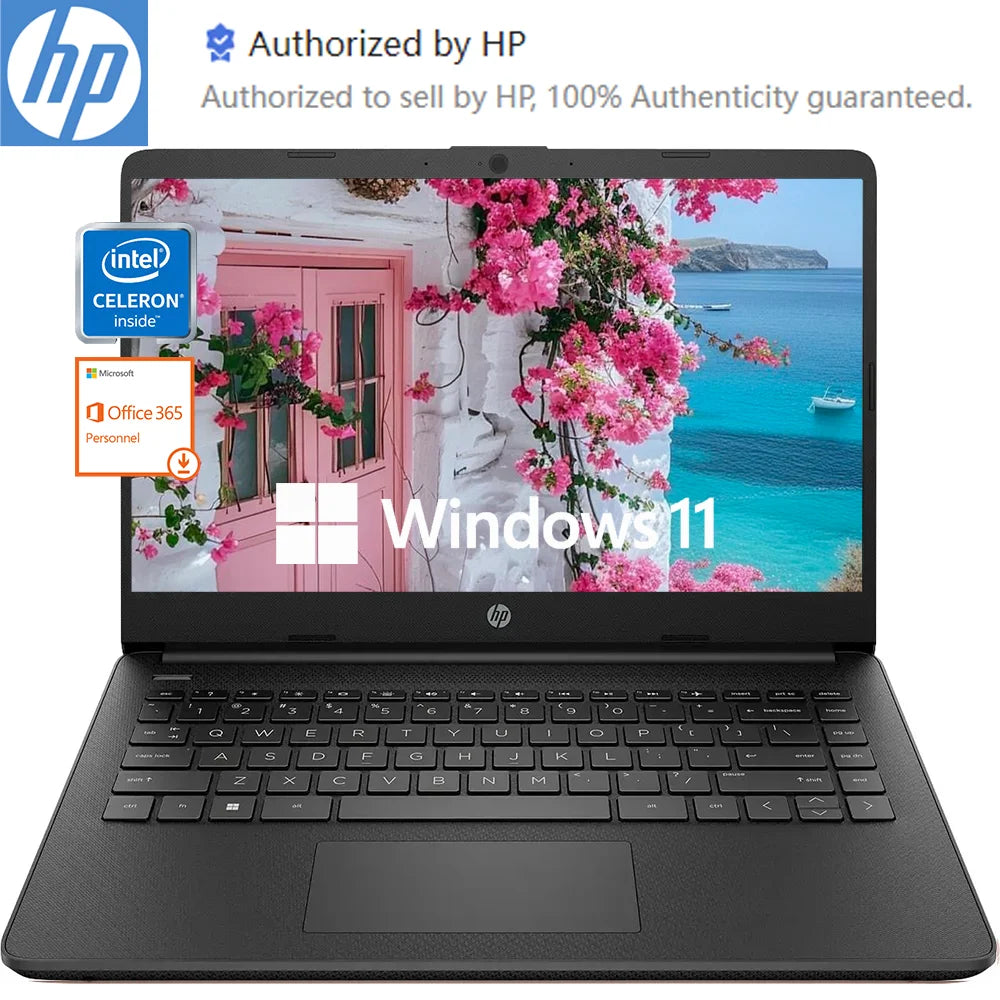 HP 14" Business Light Laptop, Intel Celeron N4120, 16GB RAM 384GB Storage(128GB eMMC+256GB Micro SD), 1 Year Office 365, Win11 S