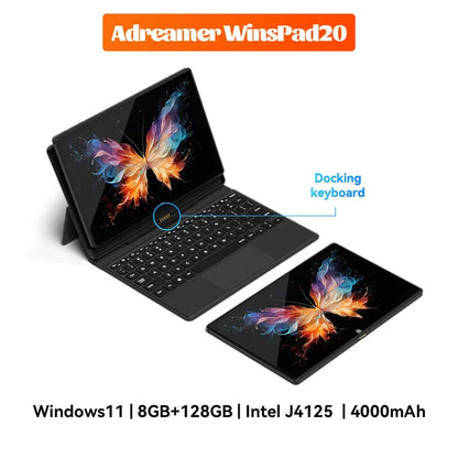 Adreamer 10 Inch Windows Tablet with Keyboard 8GB 128GB 4000mAh 2 In 1 PC Cheap Tablet Windows 11 Intel J4125 2.4G/5G WiFi