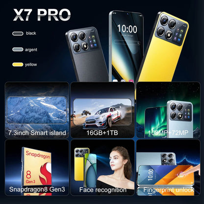 2024 New X7 Pro Smartphone 7.3 inch Full Screen 4G/5G Cell Phone 16TB+1TB 7800mAh Mobile Phones 108MP Global Version Celulares - MarvelouStoree