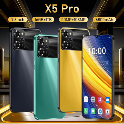 NEW 2025 Global Version Original Mobile Phones X5 Pro 7.3 inch Full Screen Cellphones16G+1T android smartphone Dual SIM Card - MarvelouStoree