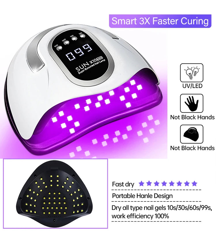 66LEDs Powerful UV LED Nail Dryer For Drying Nail Gel Polish Portable Design With Large LCD Touch Screen Smart Sensor Nail Lamp