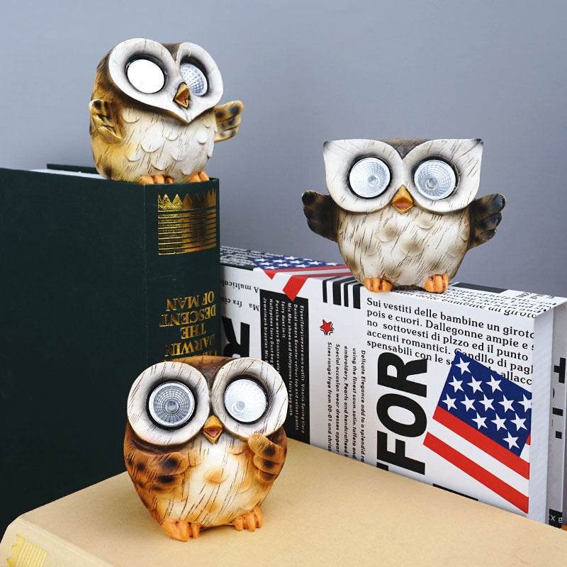 Owl solar lamp resin decoration