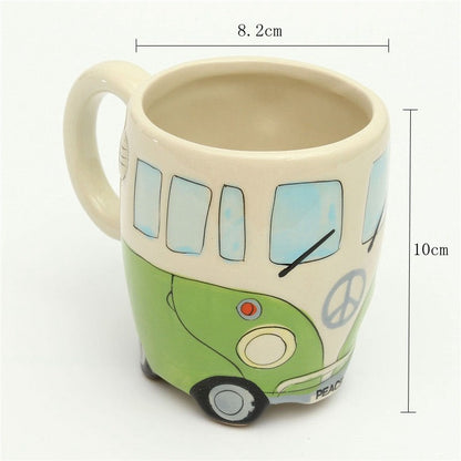 British Hand-painted 3D Double-decker Bus Mug Ceramic UK Retro Coachbus Car Coffee Cup Friends Tv Klimt Caneca Criativa Gift Box