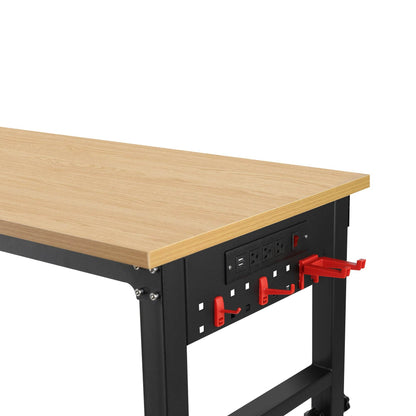 72 inch x 24 inch adjustable worktable, rolling heavy-duty worktable with power socket and wheels - MarvelouStoree