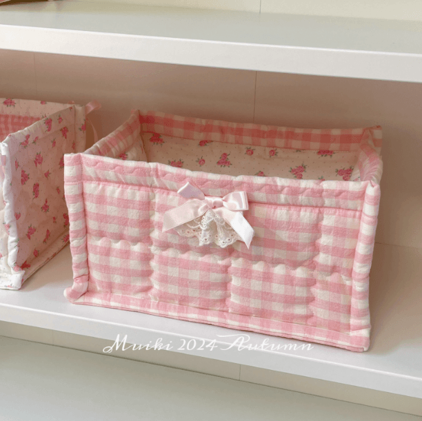 Quilted ins storage basket desktop good item storage cute storage frame - MarvelouStoree