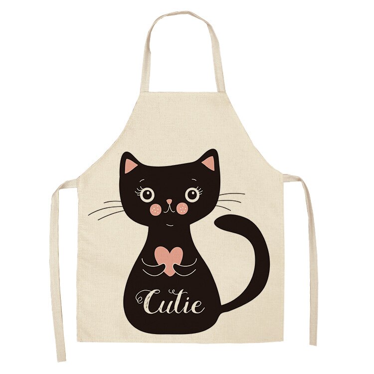 Cat Kitchen Aprons For Women Cotton Linen Bibs Household Cleaning Pinafore Home Cooking Apron kids kitchen barber