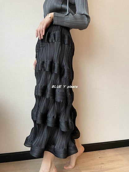 Pear-Shaped Body Skirt Summer Temperament All-Match New Pleated High Waist Mid-Length Pleated Skirt - MarvelouStoree