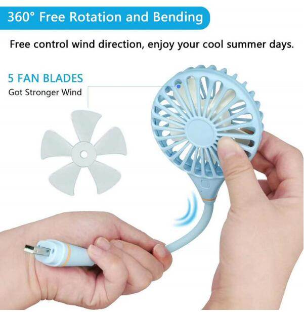 Rechargeable Hands-Free Neck Hanging Sports 3 Gears Fan Wearable Portable USB Flexible Rechargeable Neckband Mini Desk Fan Air - MarvelouStoree