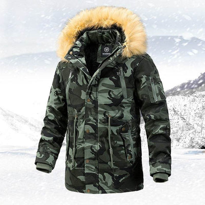 New men's cotton jacket with added fleece and thick cotton coat for autumn and winter, camouflage workwear, military cold resist