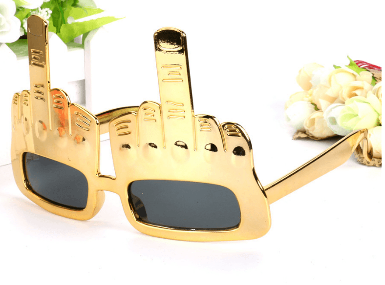 Golden Creative Vertical Finger Fuck Glasses Personalized Sunglasses Funny Glasses - MarvelouStoree