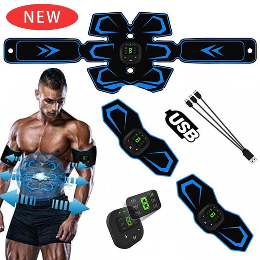 Electric Abdominal Muscle Stimulator EMS Trainer Belt Rechargeable Body Massage Muscle Training Stimulator Gear Fitness Massager - MarvelouStoree