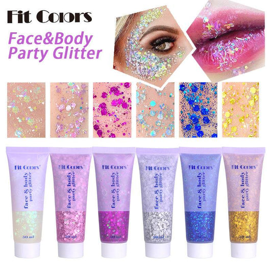 Fit Colors Sequin Gel Mermaid Scale Face Body Lip Sequin Eye Shadow Bright Polarized Stage Makeup - MarvelouStoree