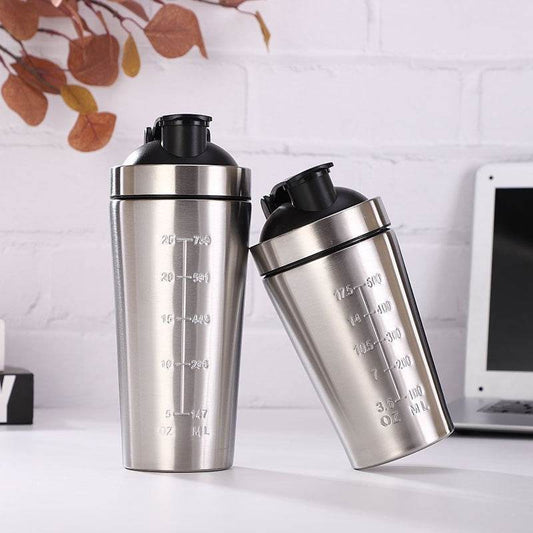 protein shaker bottle 304 stainless steel single layer sports cup shaker with lids and shake ball - MarvelouStoree