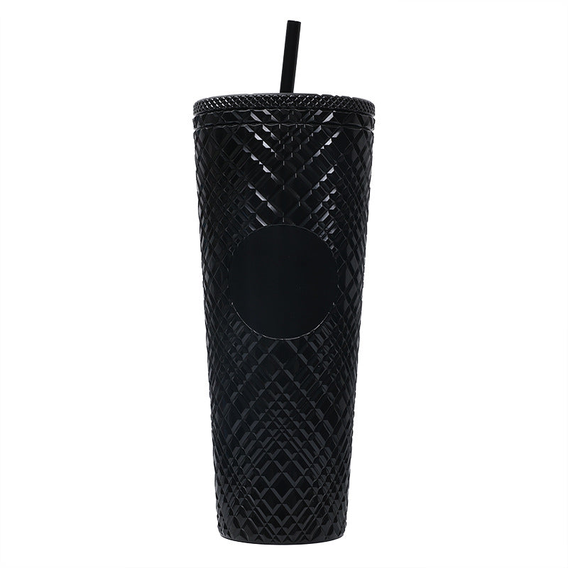 Large Capacity Coffee Cup 710ml Durian Cup Diamond Creative Plastic Straw Cup with Lid Reusable Mug