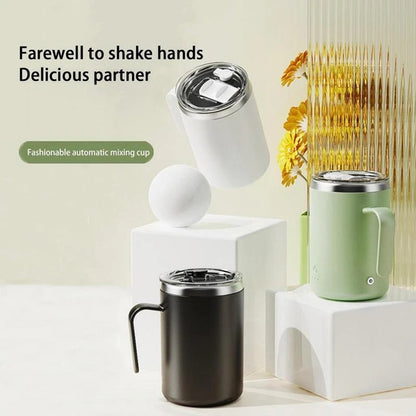 Automatic Stirring Coffee Mug Stainless Steel Magnetic Stirring Mug With Lid Self Rotating Cup