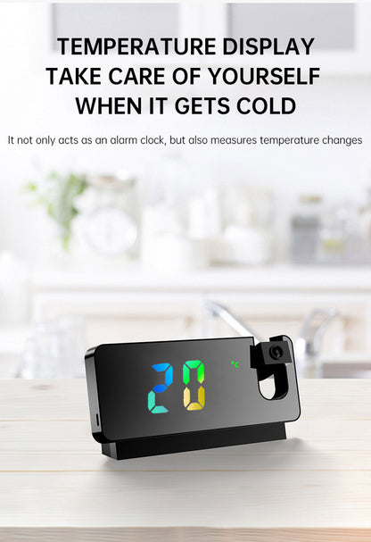 180° Rotation LED Digital Projection Alarm Clock USB Electronic Ceiling Projector Alarm Clock for Bedroom Bedside Desktop Clock