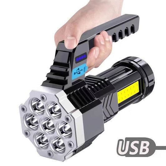 High Power LED Flashlight Powerful USB Rechargeable Torch Handheld Portable Outdoor Lamp Built-in Battery COB 7 LED Flashlights - MarvelouStoree