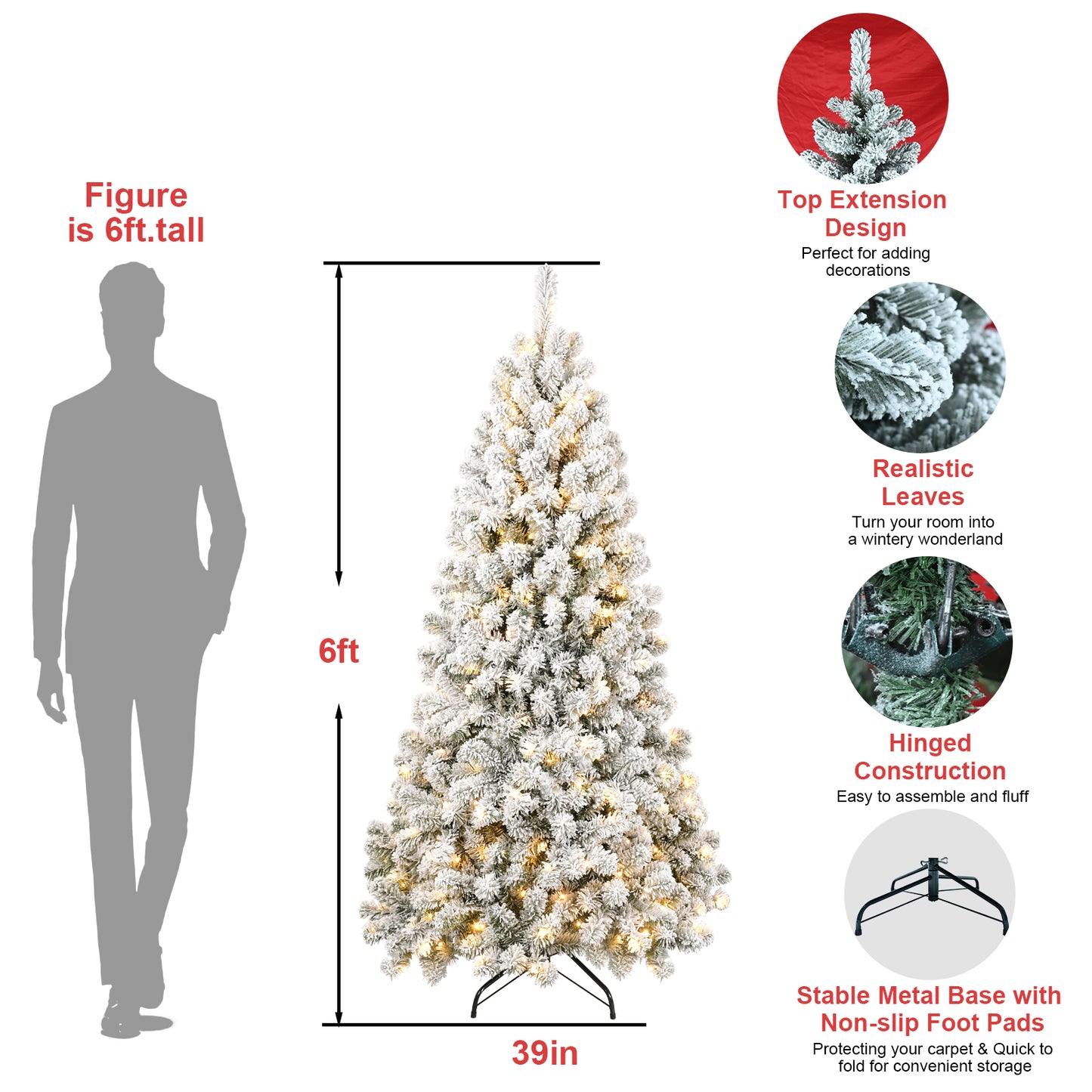 6FT PVC Memory Wire Christmas tree (With Light)