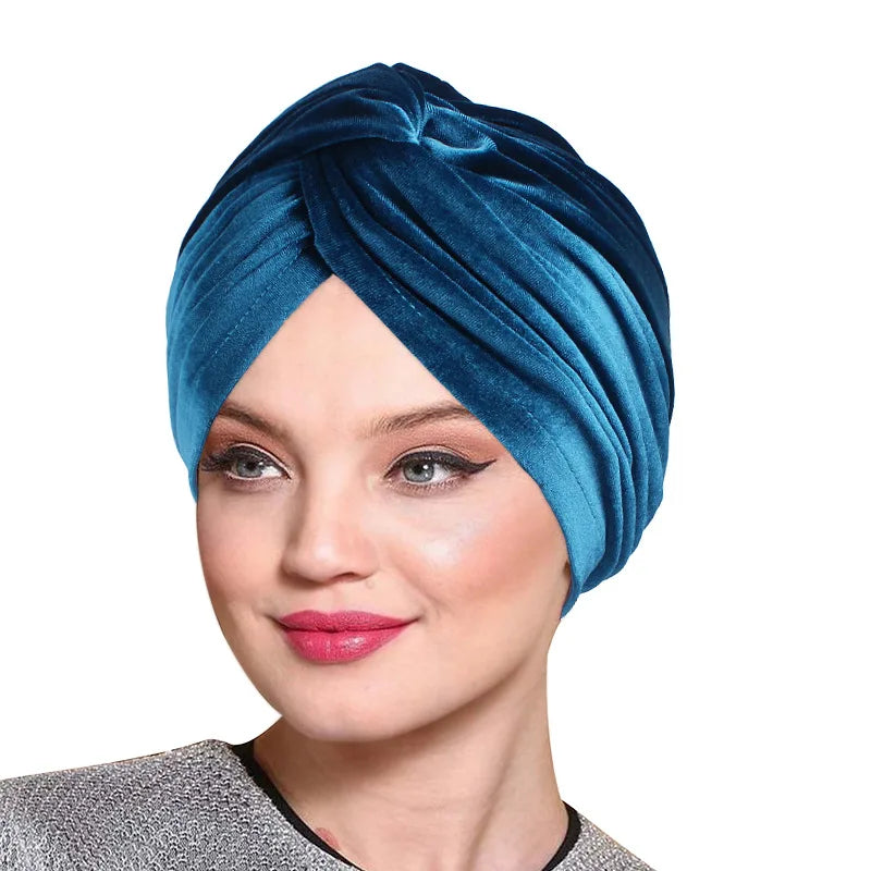 Women Velvet Turban Hat Headband Muslim Hijab Caps Female Soft Bandana Headband Hijabs Head Wrap Hair Accessories Supplies