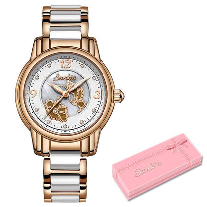 Lige High Quality Ceramic Watch Ladies Watch Exquisite Waterproof Watch - MarvelouStoree