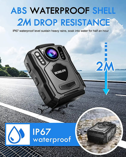 BOBLOV M5 Police Body Cam GPS Recorder 1440P Body Mounted Cam 128G Bodycam Night Vision IP67 Dashcam 4200mAh Battery Body Camera