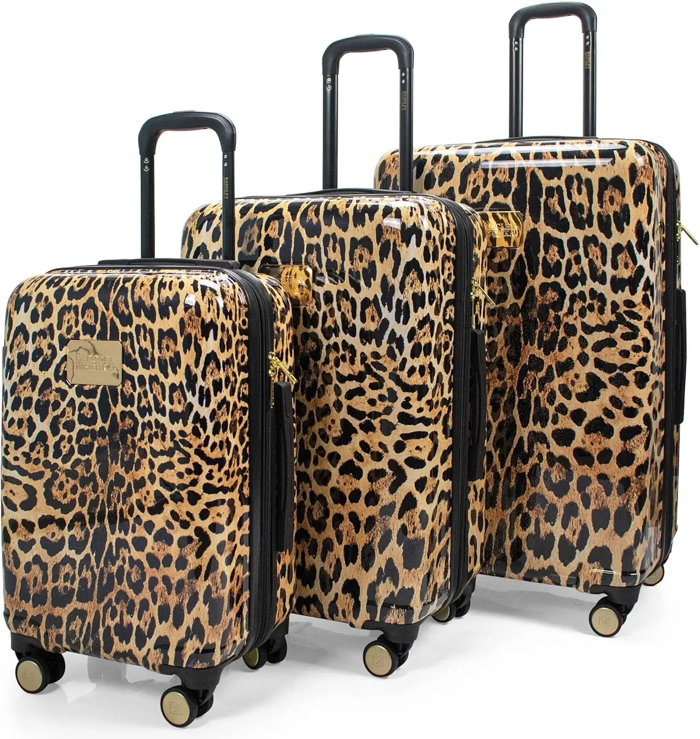 Badgley Mischka Leopard 3 Piece Expandable Hardside PC-ABS Luggage Set | Weekender | Belt Bag Bundle