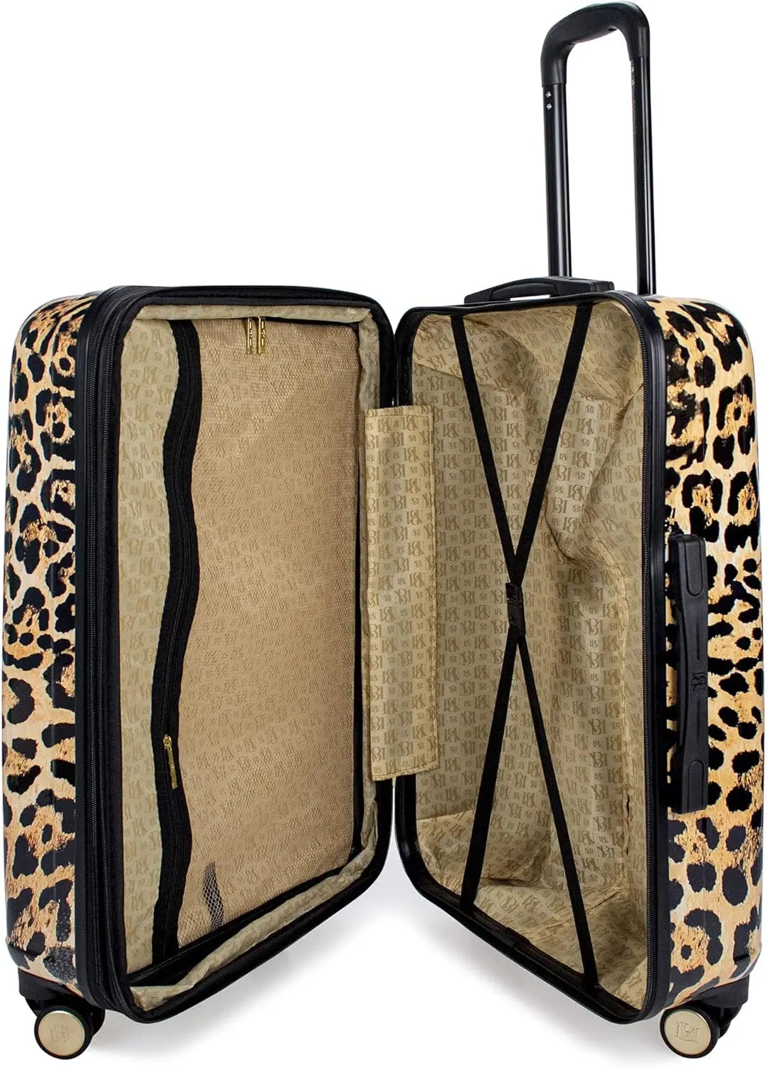 Badgley Mischka Leopard 3 Piece Expandable Hardside PC-ABS Luggage Set | Weekender | Belt Bag Bundle