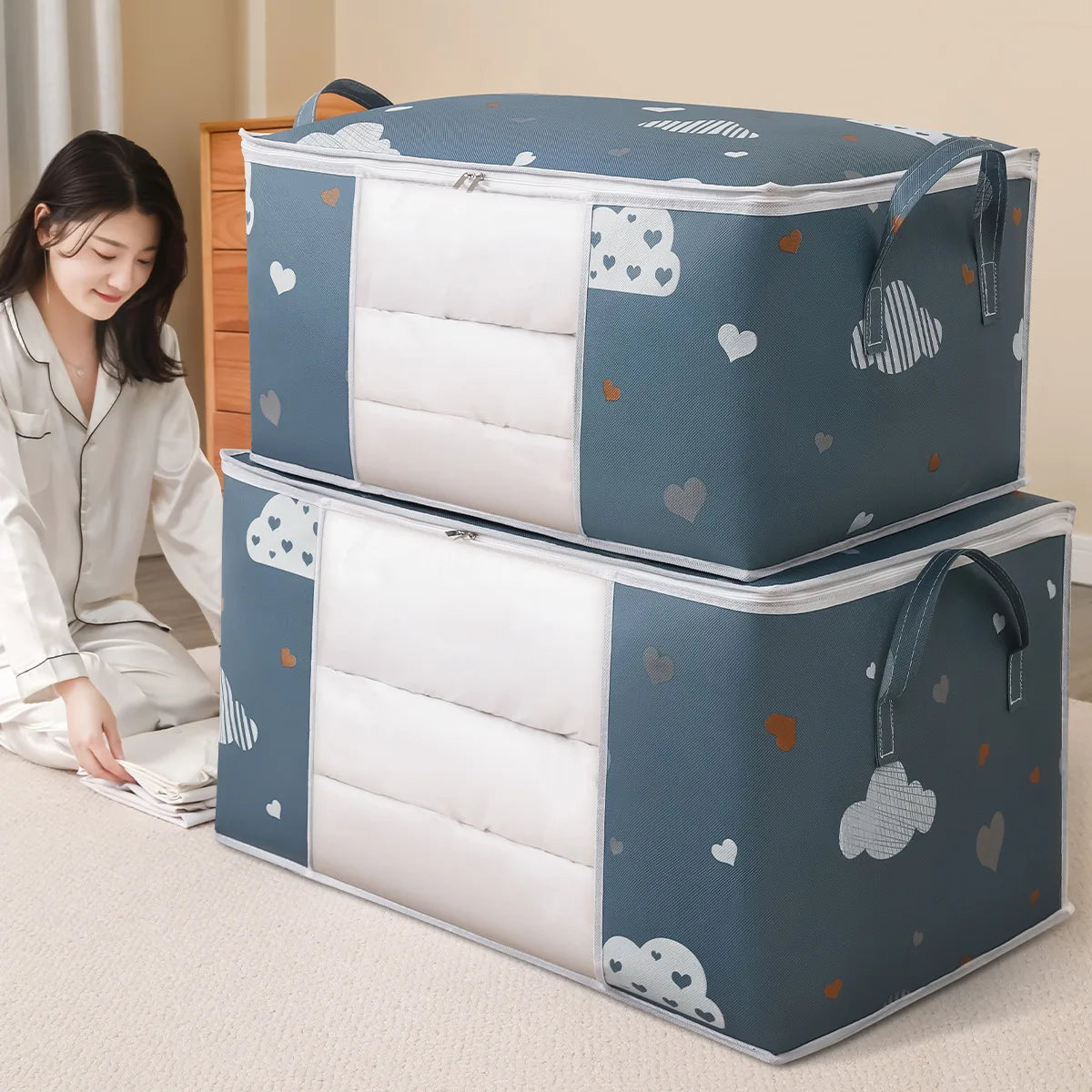 Big Capacity Storage Bag 4/2/1PCS Quilt Clothes Moisture Dust Proof Proof Organizer Duvet Blanket Sorting Bags Luggage Bag