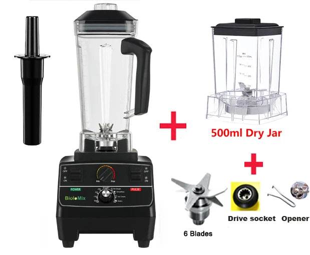 BioloMix BPA Free 2L Jar 2200W Professional Smart Timer Pre-programed Blender Mixer Juicer Food Processor Ice Smoothies Crusher - MarvelouStoree