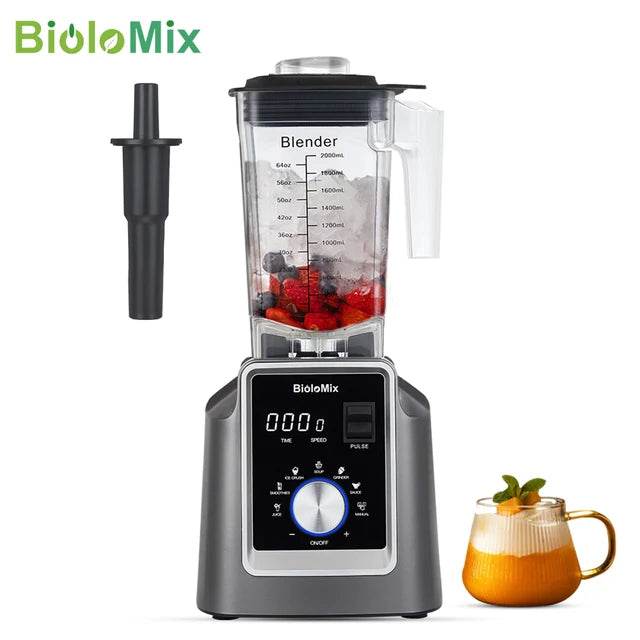 BioloMix Digital BPA FREE 2L Automatic Professional Blender, Juicer Food Processor Ice Smoothies Fruit, FREE GIFT 600ml dry jar - MarvelouStoree