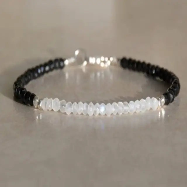 Black Crystal  Tourmaline Bracelet, Empath Protection Bracelet for Women, Dainty Black Tourmaline Jewelry,