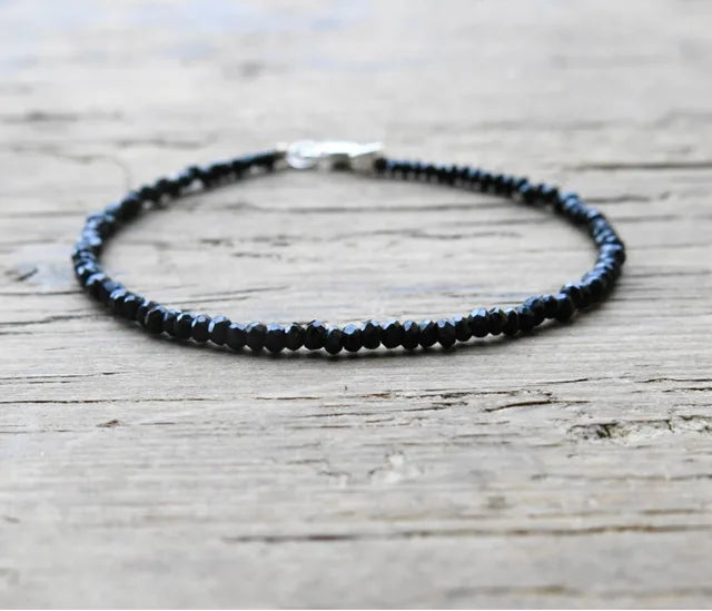 Black Crystal  Tourmaline Bracelet, Empath Protection Bracelet for Women, Dainty Black Tourmaline Jewelry,