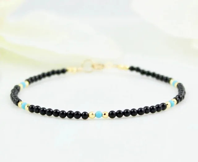 Black Crystal  Tourmaline Bracelet, Empath Protection Bracelet for Women, Dainty Black Tourmaline Jewelry,