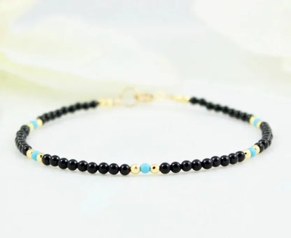 Black Crystal  Tourmaline Bracelet, Empath Protection Bracelet for Women, Dainty Black Tourmaline Jewelry,