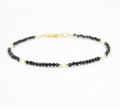 Black Crystal  Tourmaline Bracelet, Empath Protection Bracelet for Women, Dainty Black Tourmaline Jewelry,