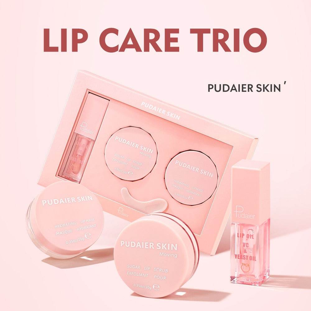 Pudaier Lip Care Set Exfoliating Lip Scrub Moisturizing Lip Mask Lip Oil Lipstick - MarvelouStoree