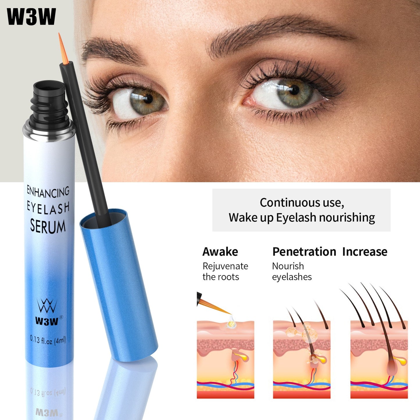 W3W Eyelash serum black thick Eyelash serum long curling