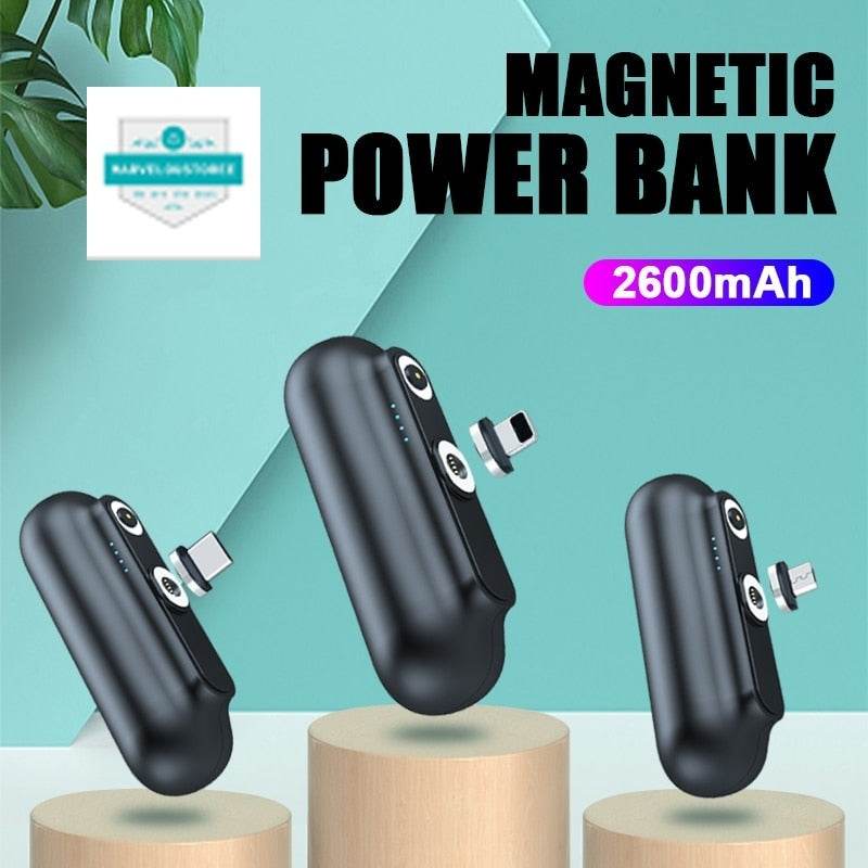 For iPhone 12 Magnetic Power Bank 2600mAh Mini Magnet Charger Power Bank For Xiaomi Emergency Portable Magnetic External Battery