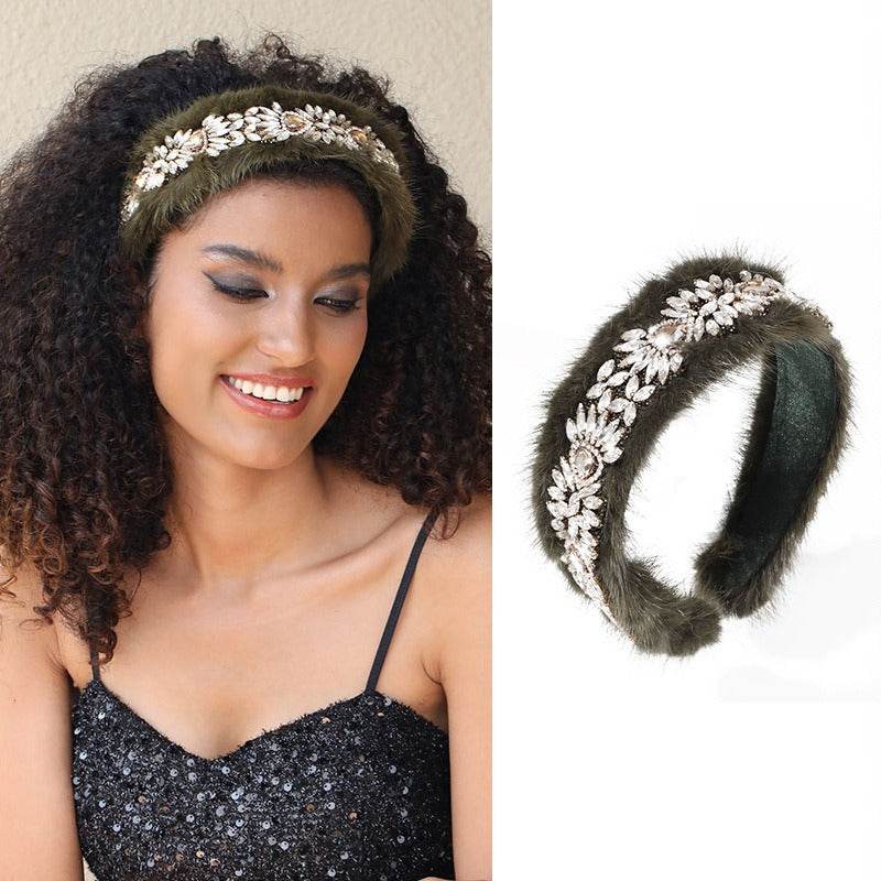 Versatile glass diamond full diamond mink velvet hair accessory - MarvelouStoree