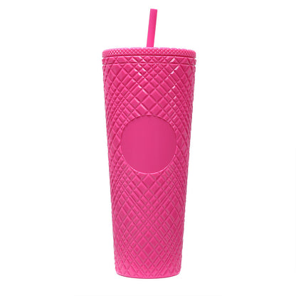 Large Capacity Coffee Cup 710ml Durian Cup Diamond Creative Plastic Straw Cup with Lid Reusable Mug