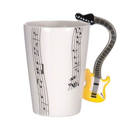 Guitar Ceramic Cup Personality Music Note Milk Juice Lemon Mug Coffee Tea Cup Home Office Drinkware Unique Gift