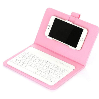 Portable PU Leather Wireless Keyboard Case for iPhone Protective Mobile Phone with Bluetooth Keyboard For IPhone Android Phone - MarvelouStoree