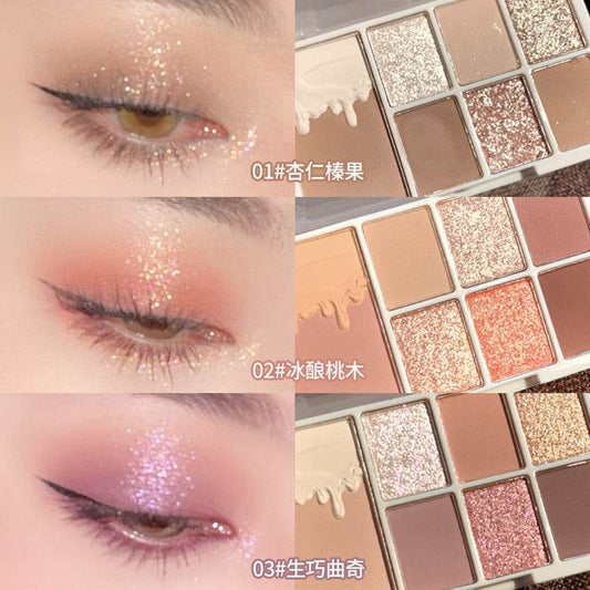 7 Color Eyeshadow Palette Red Wine Glitter Pearly Lasting Acrylic Eyeshadow Palette Korean Eyes Makeup Palette Beauty Makeup - MarvelouStoree