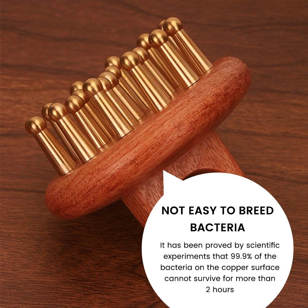 Copper Wood Head Meridian Massage Comb Gua Sha Massage Tool Body Wood Therapy Scalp Massage - MarvelouStoree