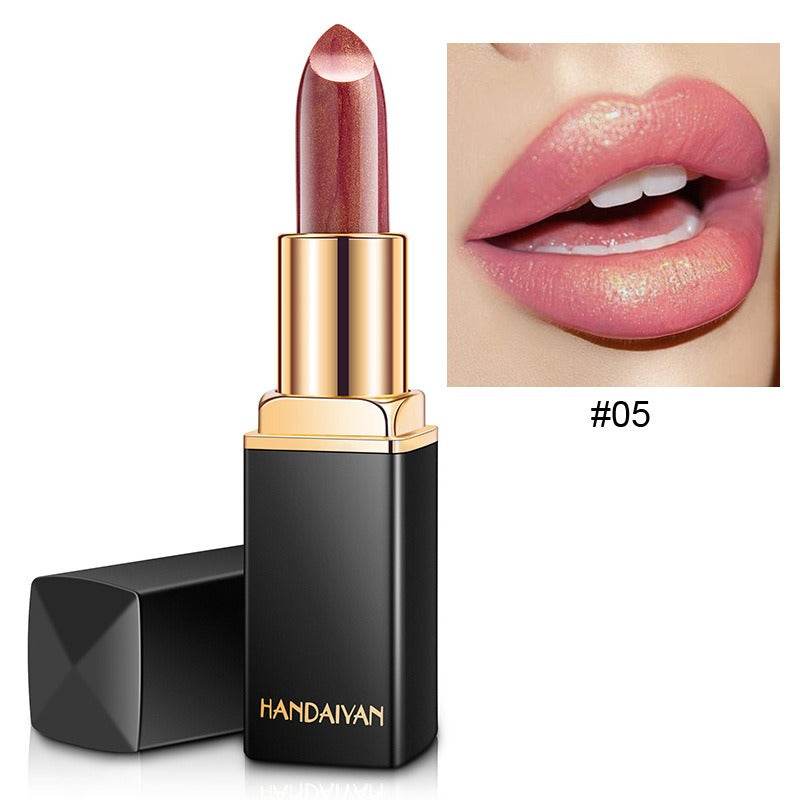 HANDAIYAN Shiny Metallic Lipstick Pearlescent Color Change Warm Lipstick Gold lipstick - MarvelouStoree