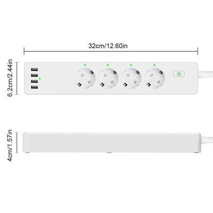 Wifi Smart Power Strip 4 EU Outlets Plug with 4 USBCharging Port Timing App Voice Control Work with Alexa Google Home Assistant - MarvelouStoree